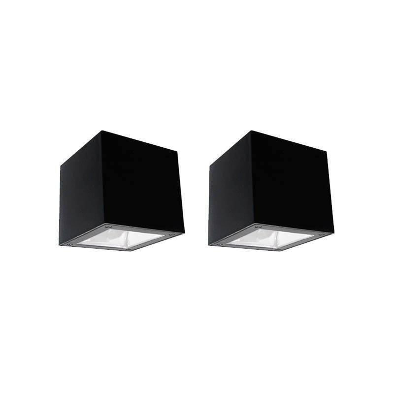 Kube Solcelle vegglampe ned 2 pakning - Svart-Utebelysning vegg opp og ned-Raxon-N400566-Lightup.no
