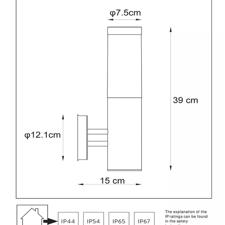 Kubo vegglampe utendørs IP44 E27 - Satin Krom-Utebelysning vegg klassisk-Lucide-lc14863/01/12-Lightup.no