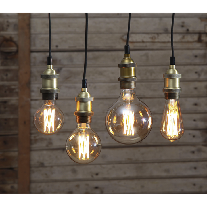LED-pære 3,7W dimbar, Vintage Gold 80mm-LED-pære E27 sokkel-Star Trading-Amber-354-50-Lightup.no