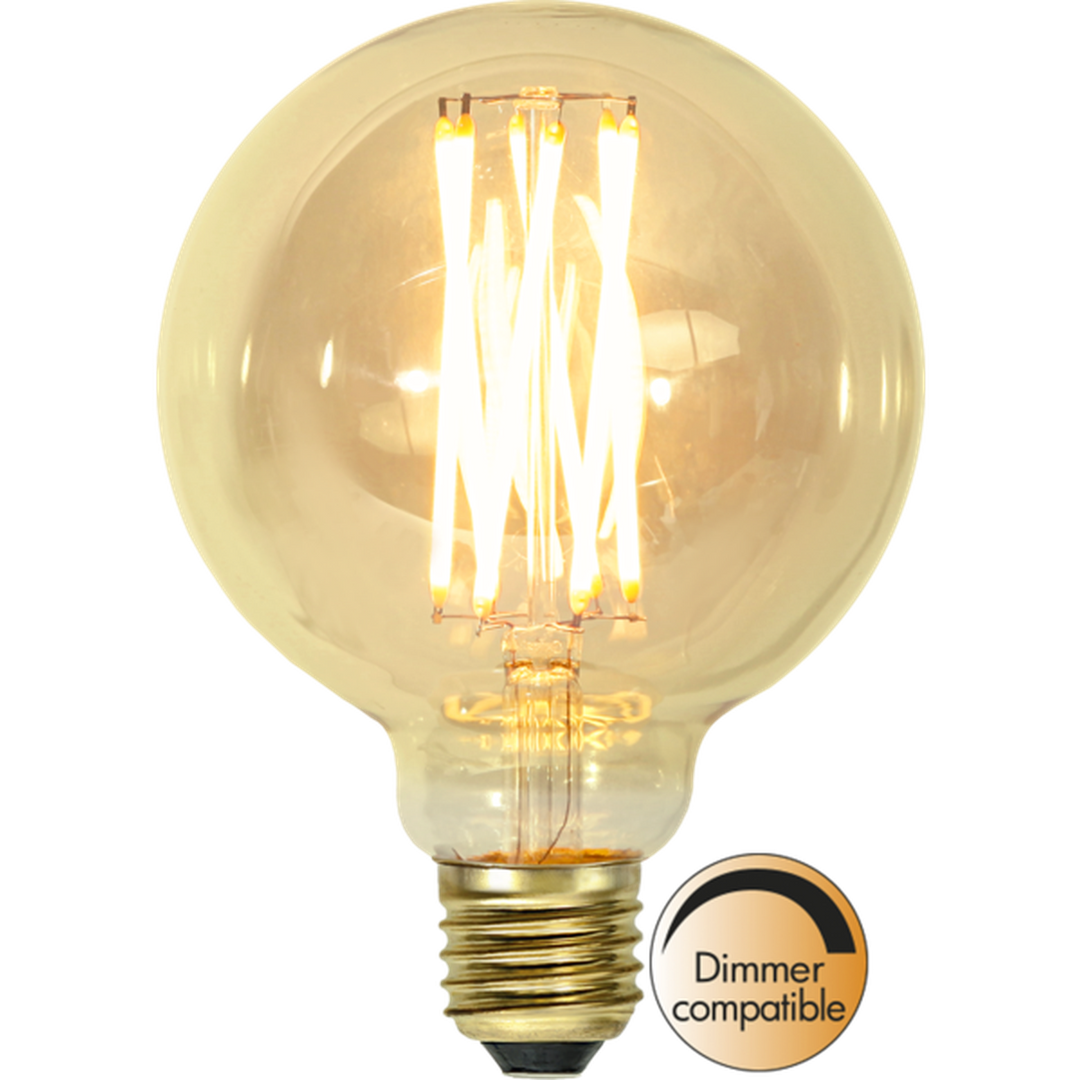 LED-pære 3,7W dimbar, Vintage Gold 95mm-LED-pære E27 sokkel-Star Trading-Amber-354-51-Lightup.no