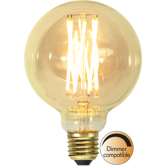 LED-pære 3,7W dimbar, Vintage Gold 95mm-LED-pære E27 sokkel-Star Trading-Amber-354-51-Lightup.no