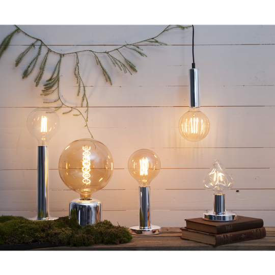 LED-pære 3,7W dimbar, Vintage Gold 95mm-LED-pære E27 sokkel-Star Trading-Amber-354-51-Lightup.no