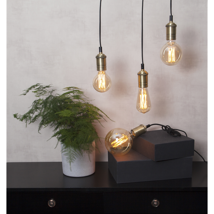 LED-pære 3,7W dimbar, Vintage Gold 95mm-LED-pære E27 sokkel-Star Trading-Amber-354-51-Lightup.no
