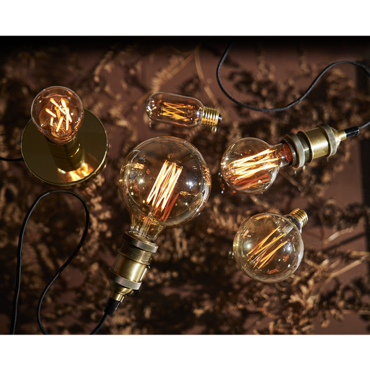 LED-pære 3,7W dimbar, Vintage Gold 95mm-LED-pære E27 sokkel-Star Trading-Amber-354-51-Lightup.no