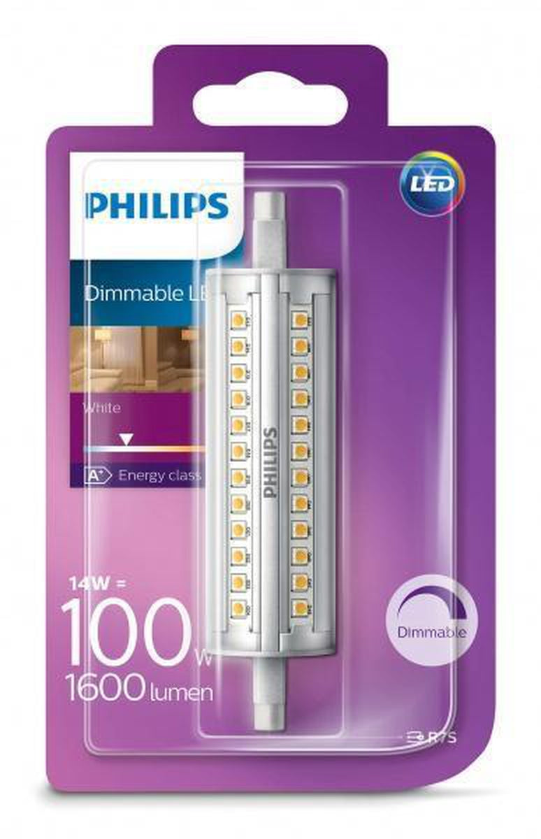 LED pære R7 sokkel - 14W R7S 118mm (100W)-LED-pærer R7 sokkel-Philips-929001243755-Lightup.no