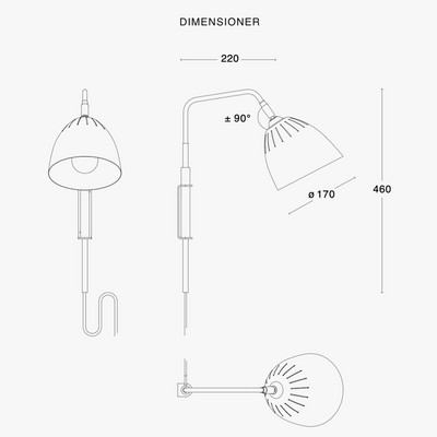 Lean vegglampe - Svart/Rå messing-Bordlamper-Örsjö-30372-15S-000-Lightup.no