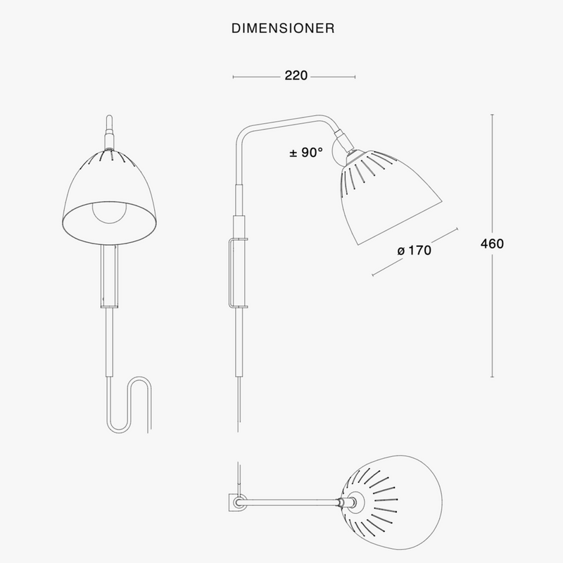 Lean vegglampe - Svart/Rå messing-Bordlamper-Örsjö-30372-15S-000-Lightup.no