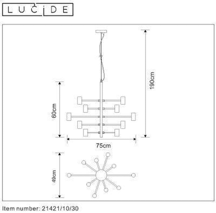 Leanne takpendel 10 lys - Svart-Takpendler-Lucide-lc21421/10/30-Lightup.no