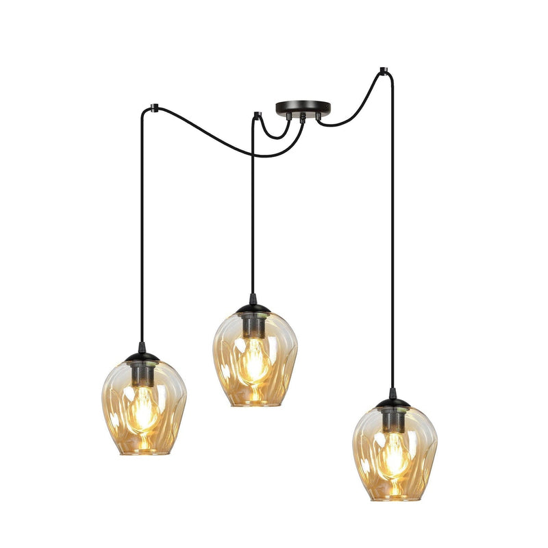 Level takpendel 3 lys - Svart/Amberfarget-Takpendler-Emibig-758/3-Lightup.no