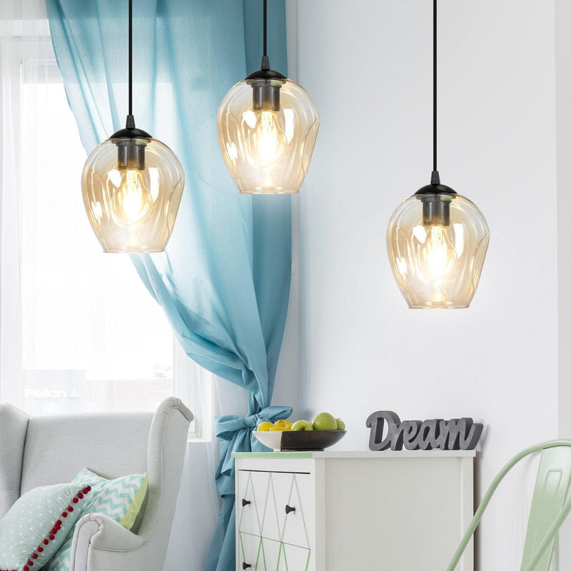 Level takpendel 3 lys - Svart/Amberfarget-Takpendler-Emibig-758/3-Lightup.no