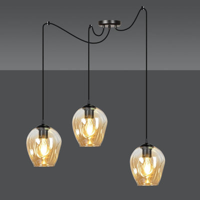 Level takpendel 3 lys - Svart/Amberfarget-Takpendler-Emibig-758/3-Lightup.no