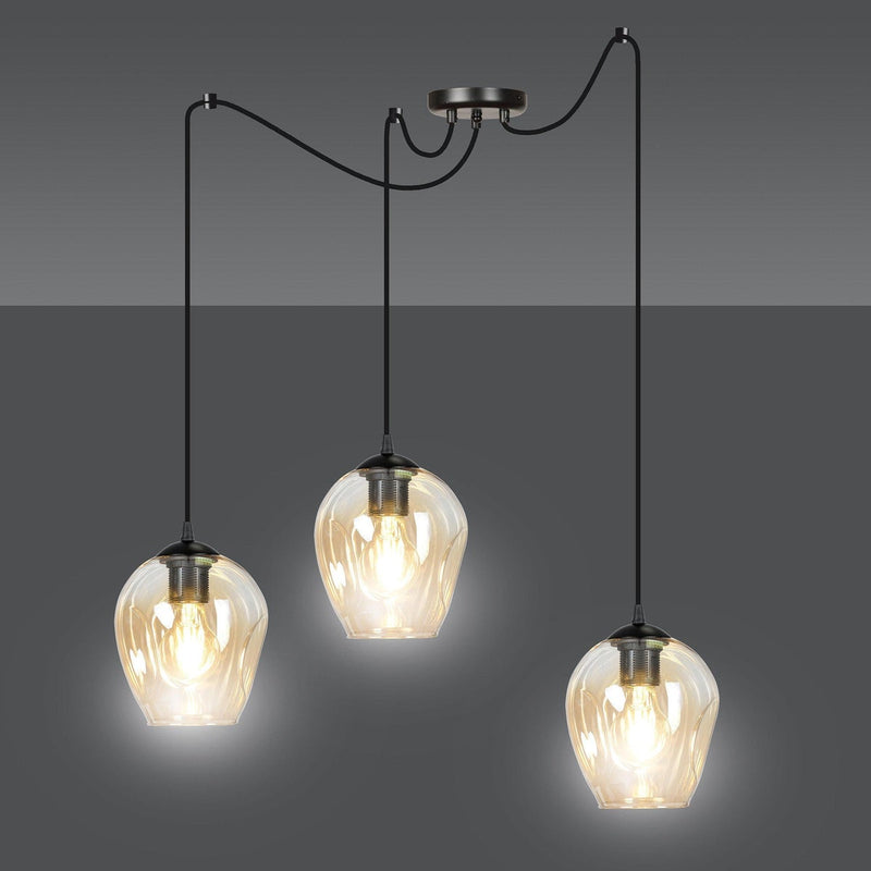 Level takpendel 3 lys - Svart/Amberfarget-Takpendler-Emibig-758/3-Lightup.no