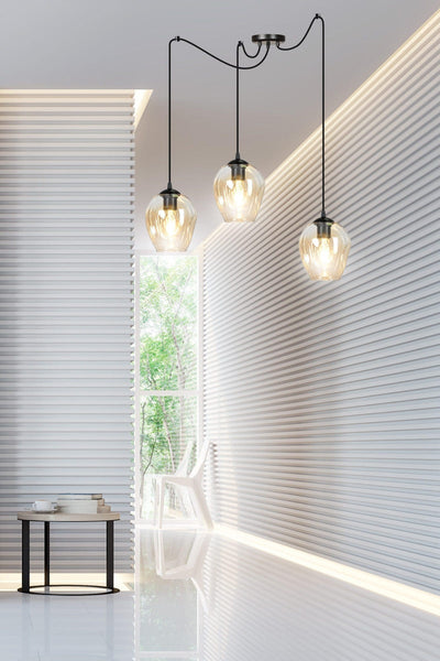 Level takpendel 3 lys - Svart/Amberfarget-Takpendler-Emibig-758/3-Lightup.no