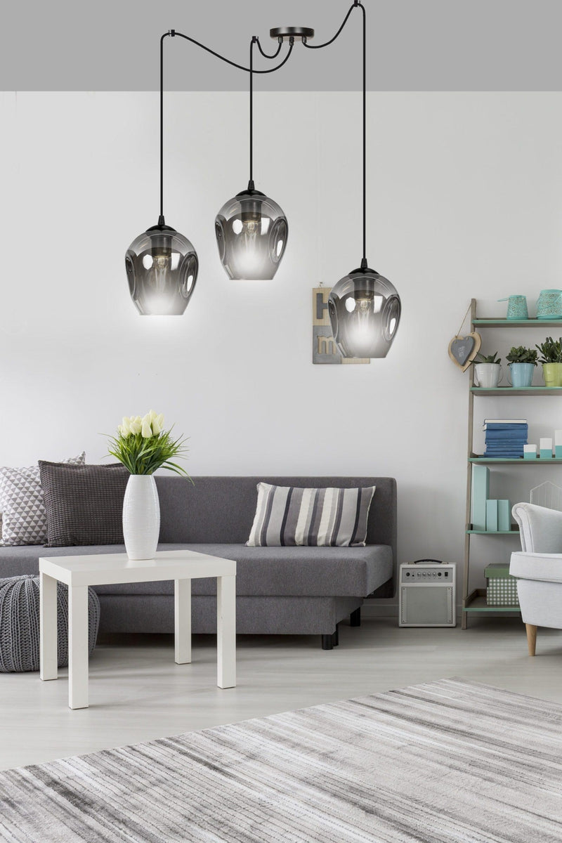 Level takpendel 3 lys - Svart/Røykfarget-Takpendler-Emibig-757/3-Lightup.no