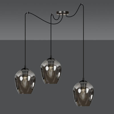 Level takpendel 3 lys - Svart/Røykfarget-Takpendler-Emibig-757/3-Lightup.no