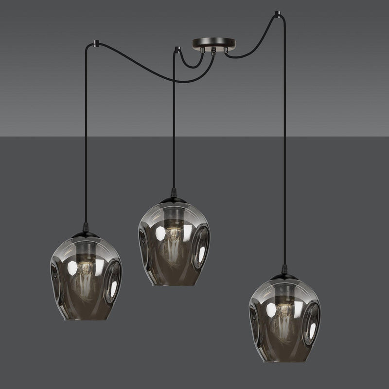 Level takpendel 3 lys - Svart/Røykfarget-Takpendler-Emibig-757/3-Lightup.no