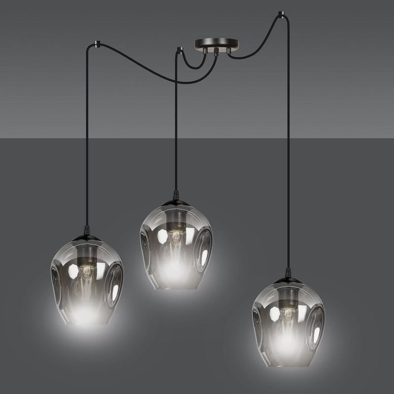 Level takpendel 3 lys - Svart/Røykfarget-Takpendler-Emibig-757/3-Lightup.no