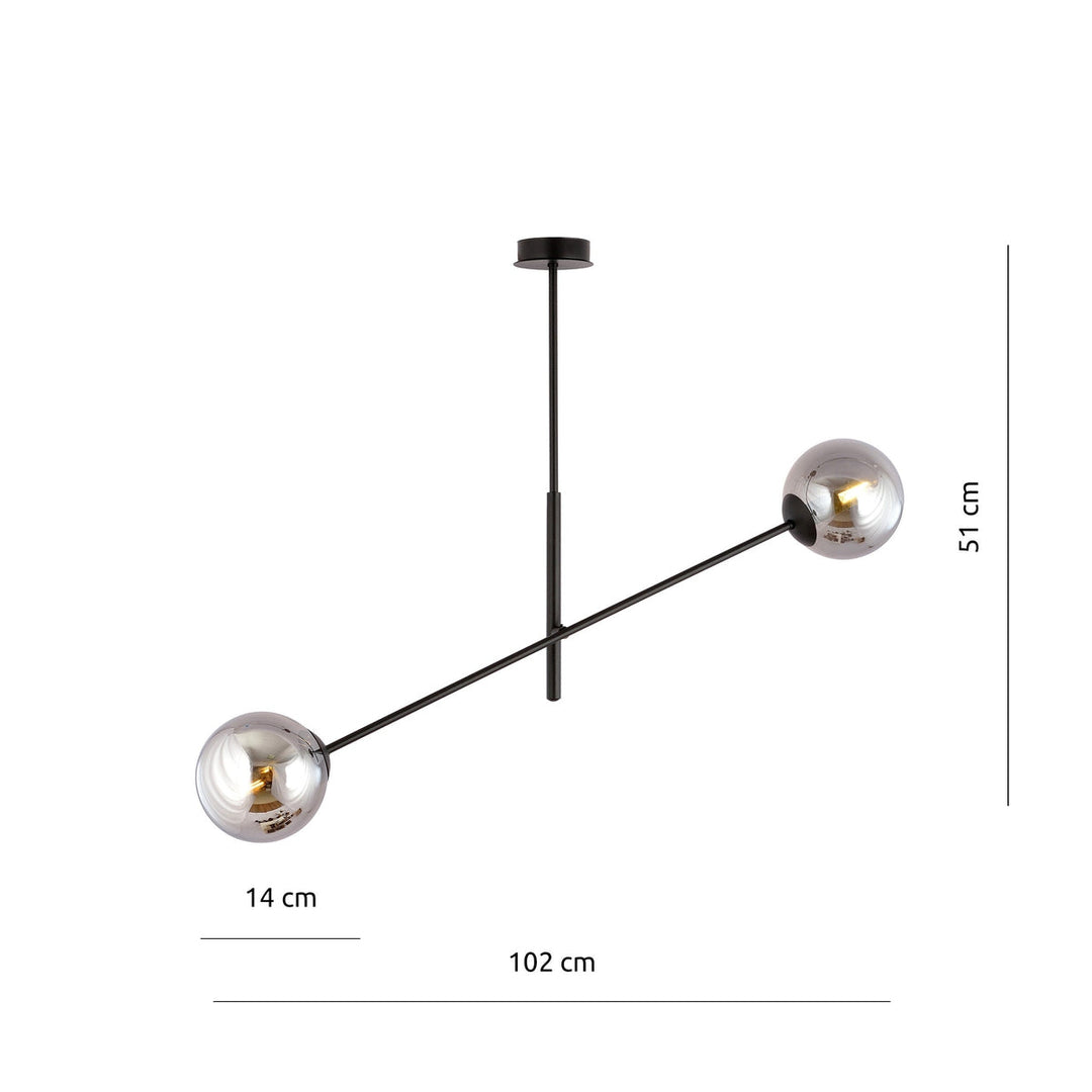 Linear taklampe 2 lys - Røykfarget/Svart-Taklamper-Emibig-1167/2-Lightup.no
