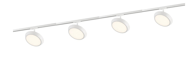 Link Diskie 1,8 meter skinne med 4 spotter 4 x 8W 3000K dimbar - Hvit-Link spotskinne-Nordlux-2110589901+2110609901-Lightup.no