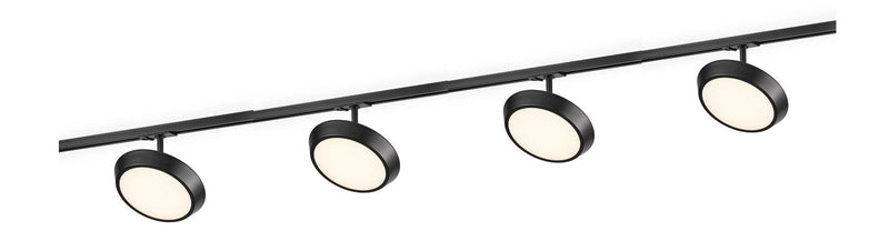 Link Diskie 1,8 meter skinne med 4 spotter 4 x 8W 3000K dimbar - Svart-Link spotskinne-Nordlux-2110589903+2110609903-Lightup.no