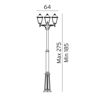 London 483 lyktestolpe 185-275 cm 3 lyktehoder - Hvit-Utebelysning stolpe-Norlys-3185294-Lightup.no