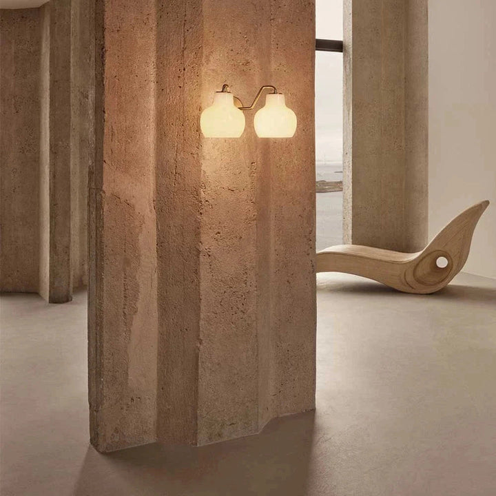 Louis Poulsen VL Ring Crown dobbel Vegglampe-Vegglamper-Louis Poulsen-Messing / Opal-LP__5743145463-Lightup.no