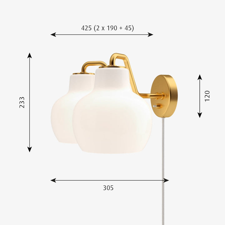 Louis Poulsen VL Ring Crown dobbel Vegglampe-Vegglamper-Louis Poulsen-Messing / Opal-LP__5743145463-Lightup.no