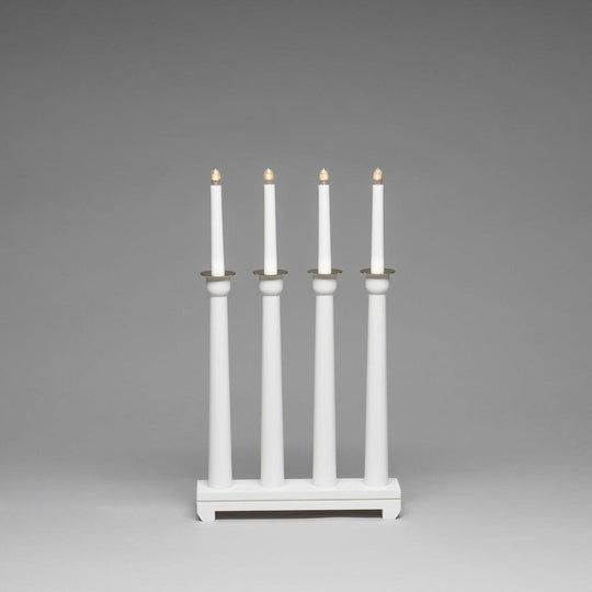 Lysestake 4 lys - Hvit med gulldetaljer-Julebelysning adventsstake-Konstsmide-3975-210-Lightup.no