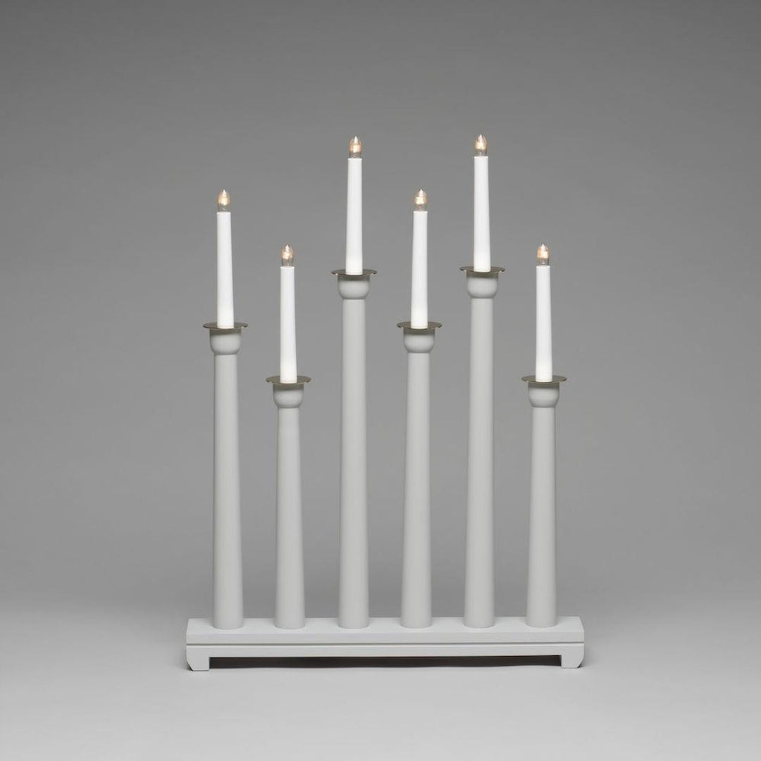 Lysestake 6 lys-Julebelysning adventsstake-Konstsmide-Grå / Messing-3978-310-Lightup.no