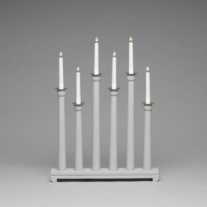 Lysestake 6 lys-Julebelysning adventsstake-Konstsmide-Grå / Messing-3978-310-Lightup.no