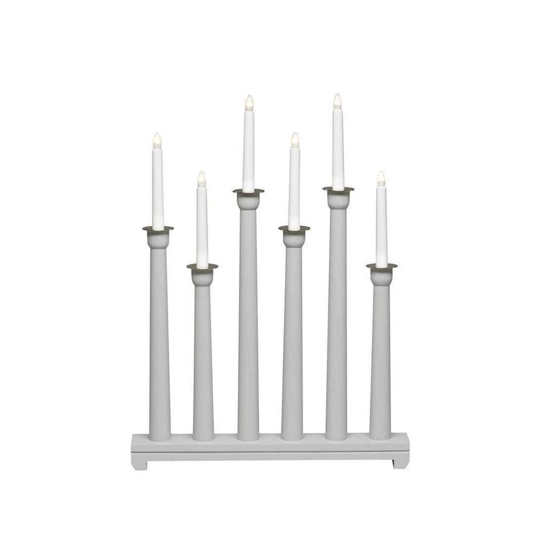 Lysestake 6 lys-Julebelysning adventsstake-Konstsmide-Grå / Messing-3978-310-Lightup.no