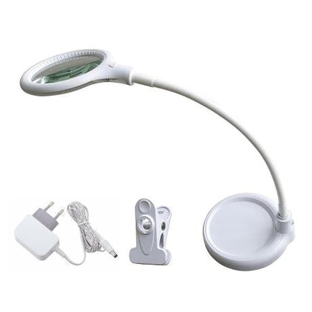 Magni mini bordlampe med clips og forstørrelsesglass 6W LED - Hvit-Bordlamper-Halo Designs-Hvit-5705639733415-Lightup.no