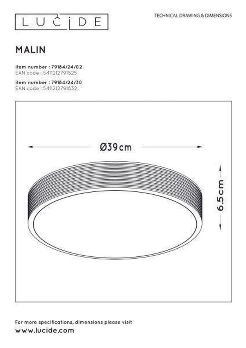 Malin taklampe 39 cm 24W 2700 kelvin 3-step dim - Gull farget-Taklamper-Lucide-Gull-LC79184/24/02-Lightup.no