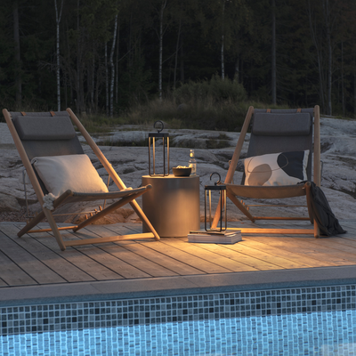 Manorola lanterne bord/gulv 39 cm IP54 oppladbar - Svart-Utebelysning Hagebelysning-Konstsmide-7820-750-Lightup.no