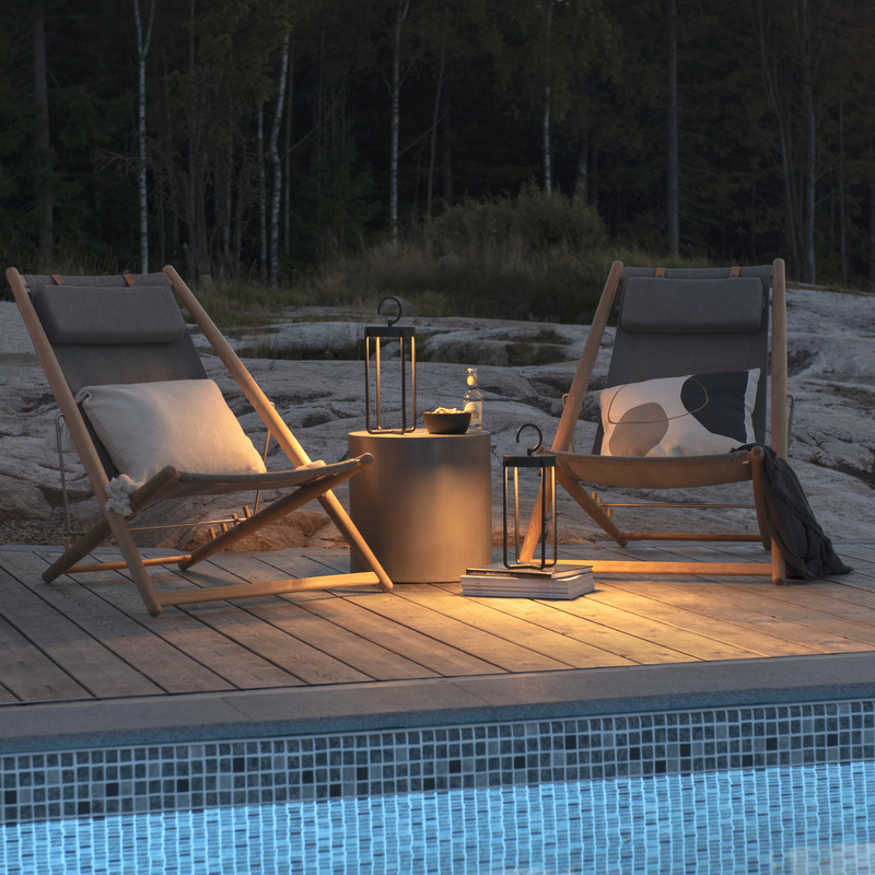 Manorola lanterne bord/gulv 39 cm IP54 oppladbar - Svart-Utebelysning Hagebelysning-Konstsmide-7820-750-Lightup.no