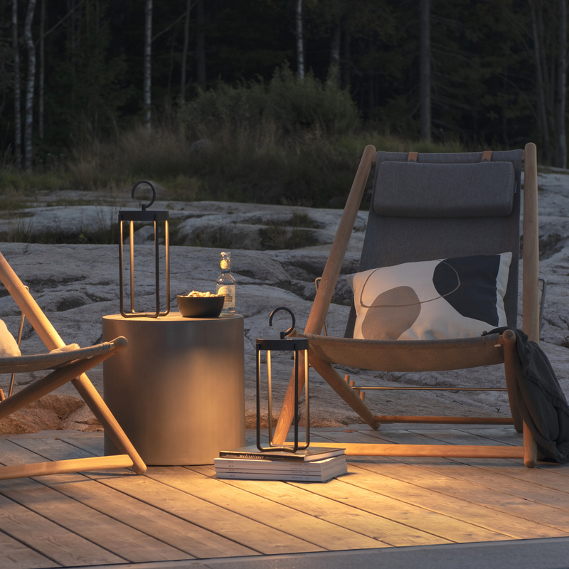 Manorola lanterne bord/gulv 39 cm IP54 oppladbar - Svart-Utebelysning Hagebelysning-Konstsmide-7820-750-Lightup.no