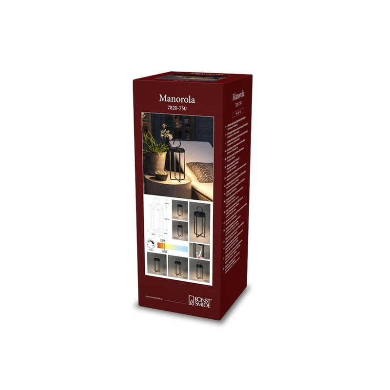 Manorola lanterne bord/gulv 39 cm IP54 oppladbar - Svart-Utebelysning Hagebelysning-Konstsmide-7820-750-Lightup.no