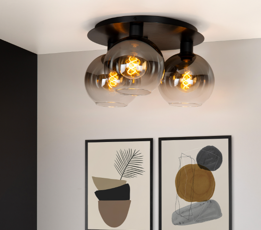 Marius taklampe 3-Taklamper-Lucide-Svart / Røyk-LC74114/03/30-Lightup.no