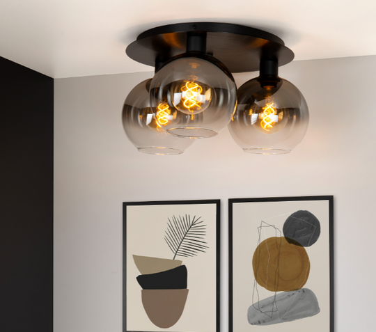 Marius taklampe 3-Taklamper-Lucide-Svart / Røyk-LC74114/03/30-Lightup.no