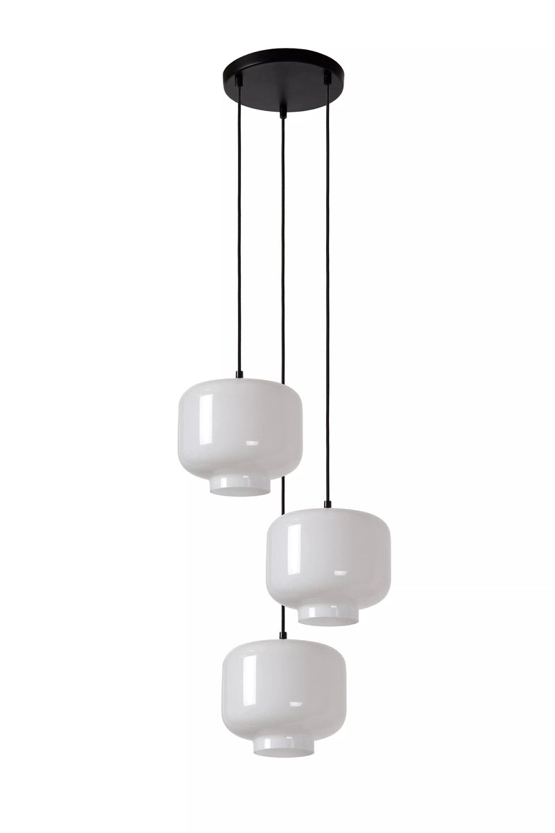 Medine rondell takpendel 3-lys - Svart/Opal hvit-Takpendler-Lucide-LC46413/13/61-Lightup.no