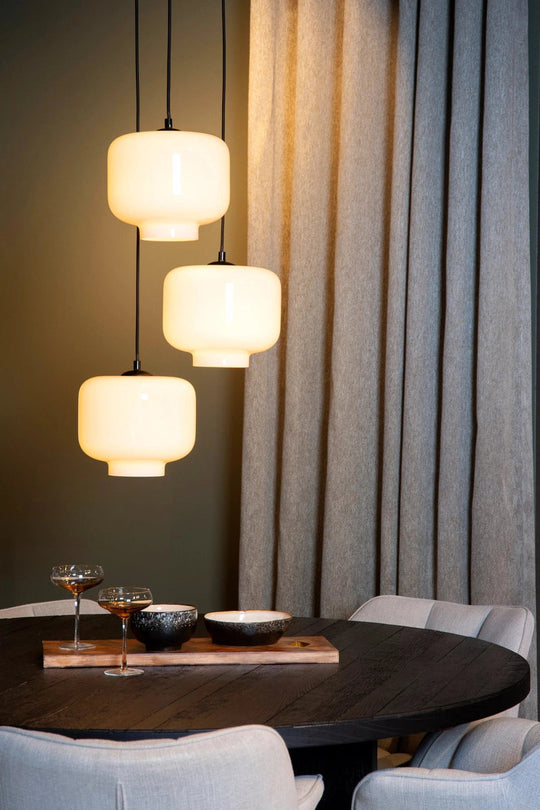Medine rondell takpendel 3-lys - Svart/Opal hvit-Takpendler-Lucide-Svart / Opal-LC46413/13/61-Lightup.no