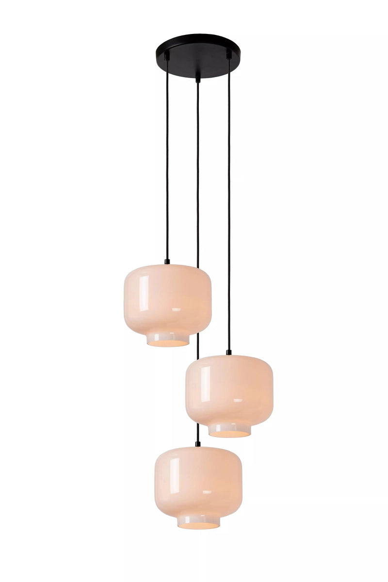 Medine rondell takpendel 3-lys - Svart/Opal hvit-Takpendler-Lucide-Svart / Opal-LC46413/13/61-Lightup.no