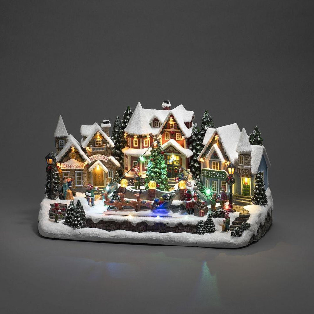 Mekanisk Juleby med 36 fargede LED bevegelse og musikk-Julebelysning dekor og pynt-Konstsmide-4234-000-Lightup.no