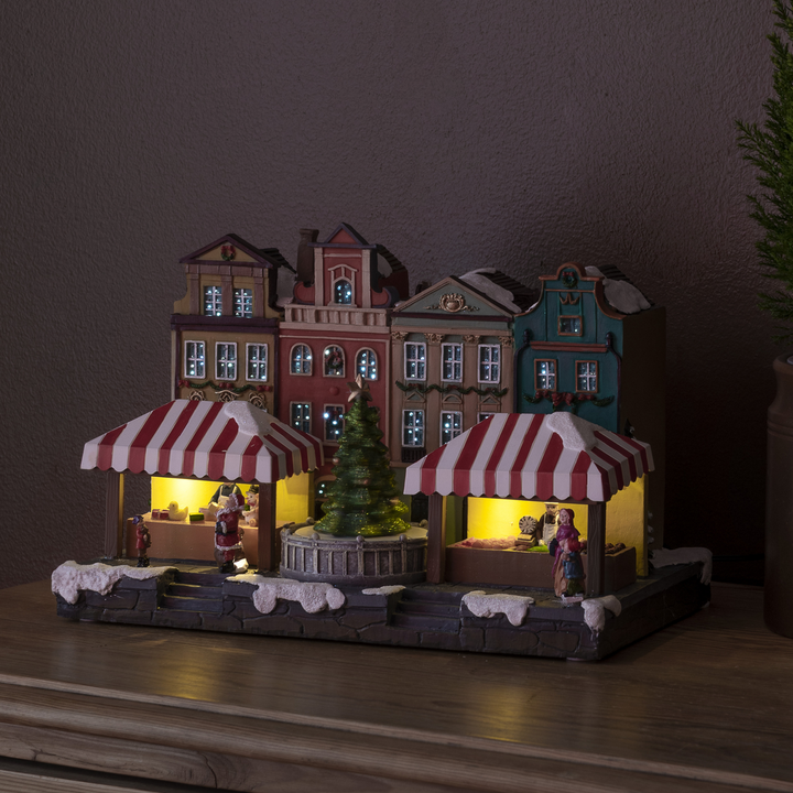 Mekanisk Juleby med 5 fargede LED bevegelse og musikk-Julebelysning dekor og pynt-Konstsmide-4231-000-Lightup.no