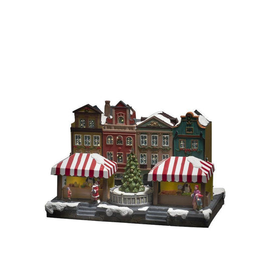 Mekanisk Juleby med 5 fargede LED bevegelse og musikk-Julebelysning dekor og pynt-Konstsmide-4231-000-Lightup.no