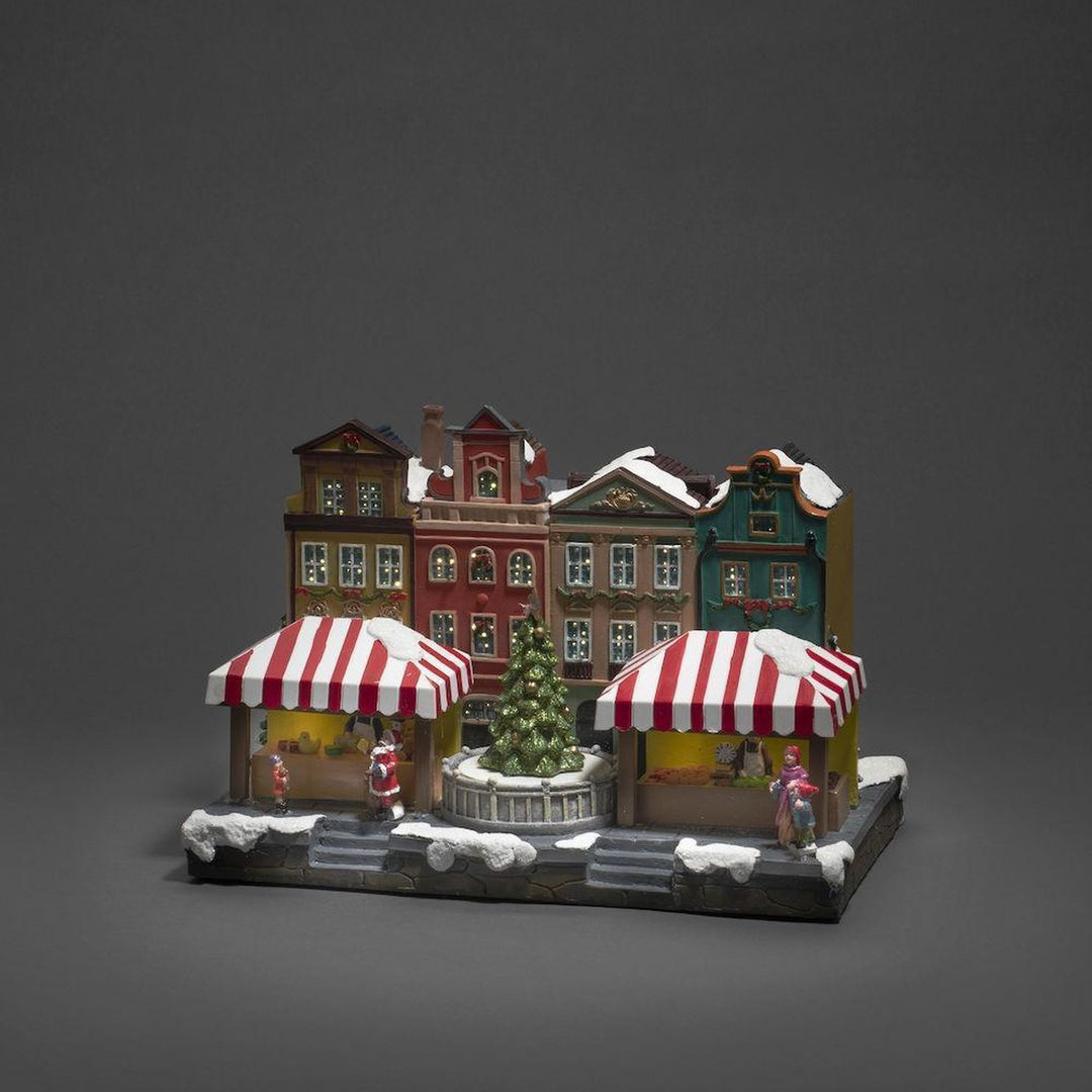 Mekanisk Juleby med 5 fargede LED bevegelse og musikk-Julebelysning dekor og pynt-Konstsmide-4231-000-Lightup.no