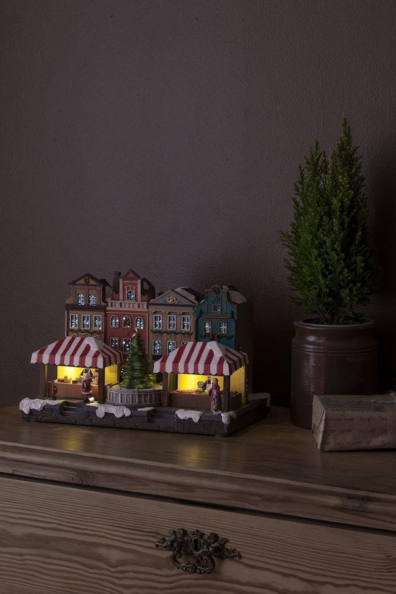 Mekanisk Juleby med 5 fargede LED bevegelse og musikk-Julebelysning dekor og pynt-Konstsmide-4231-000-Lightup.no