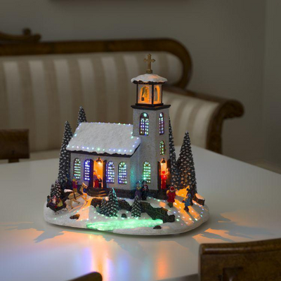 Mekanisk juleby kirke-Julebelysning dekor og pynt-Konstsmide-3434-000-Lightup.no