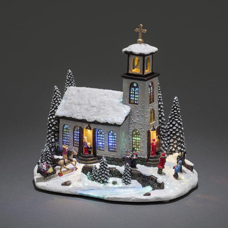 Mekanisk juleby kirke-Julebelysning dekor og pynt-Konstsmide-3434-000-Lightup.no