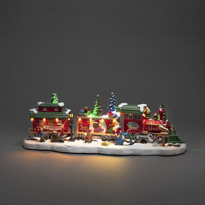 Mekanisk juletog med 19 fargede LED bevegelse og musikk-Julebelysning dekor og pynt-Konstsmide-4235-000-Lightup.no